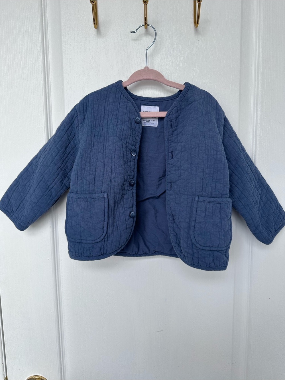 Zara Quilted Navy Jacket 12-18M